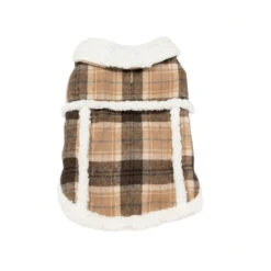 Outech Abrigo Estampado De Cuadros Marrón Para Perros