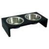 Flamingo Comedero Elevado Doble Con Soporte Negro Para Mascotas -Perros Artículos Tienda comedero doble mascotas flamingo soporte madera negro FLA38887 M