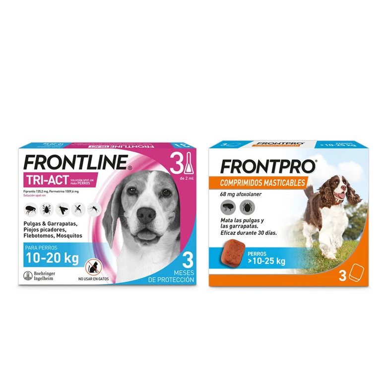 Pack Frontline Tri-Act Pipetas + Frontpro Comprimidos Masticables Para Perros Medianos 3 Pack Frontline Tri-Act Pipetas + Frontpro Comprimidos Masticables Para Perros Medianos