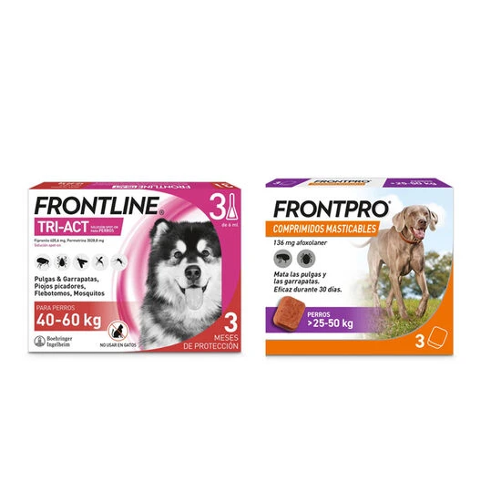 Pack Frontline Tri-Act Pipetas + Frontpro Comprimidos Masticables Para Perros Gigantes 3 Pack Frontline Tri-Act Pipetas + Frontpro Comprimidos Masticables Para Perros Gigantes
