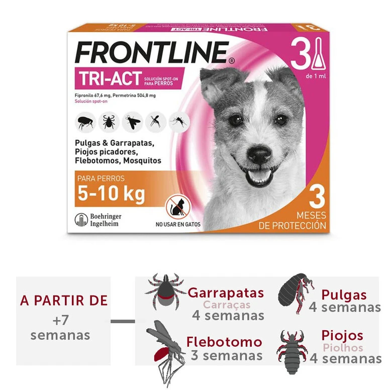 Frontline Tri-Act Pipetas Antiparasitarias Para Perros 5 - 10 Kg